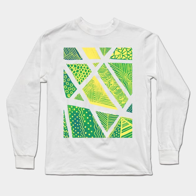 Geometric doodles - green and yellow Long Sleeve T-Shirt by wackapacka